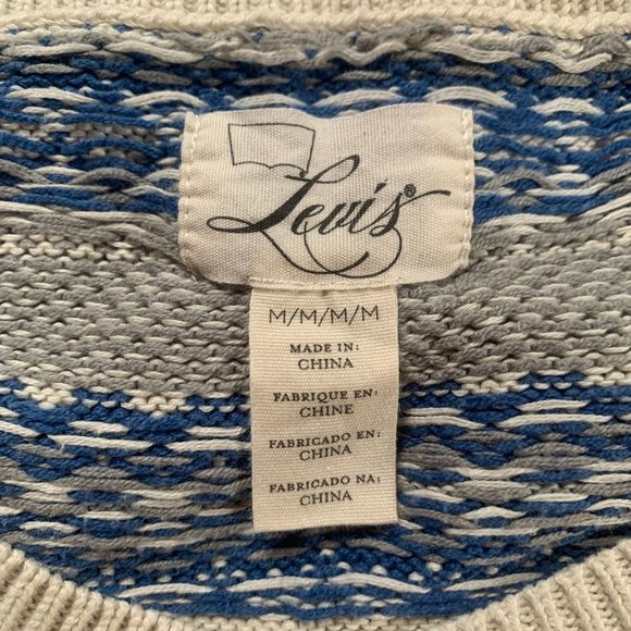 LEVI'S Blue Cream Fair Isle Sweater M - Picture 5 of 6